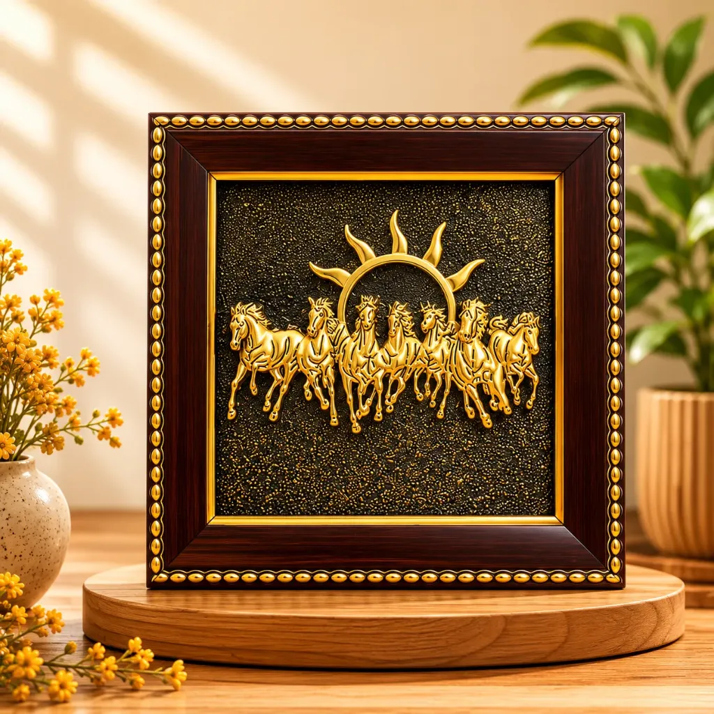 7 Horses on Raw Pyrite Frame with Lab Certificate