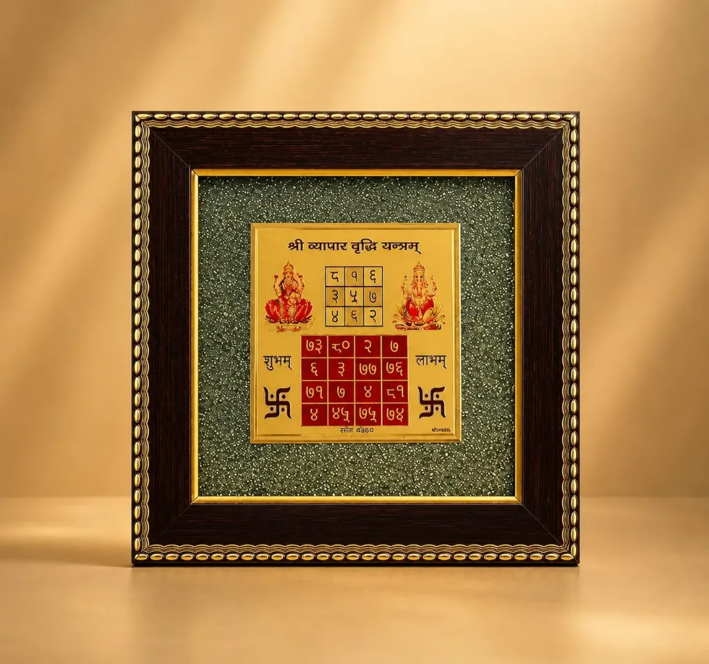 Vyapar Vriddhi Yantra on Raw Pyrite Frame with Lab Certificate